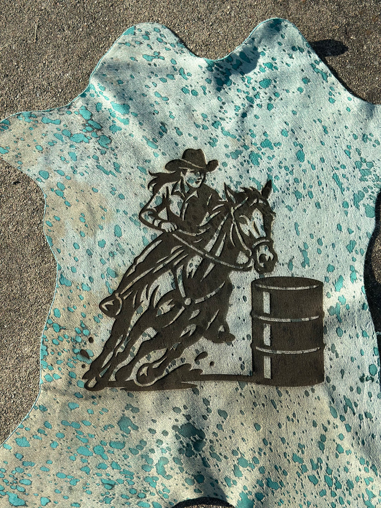 Turquoise Splatter Barrel Racer Hide
