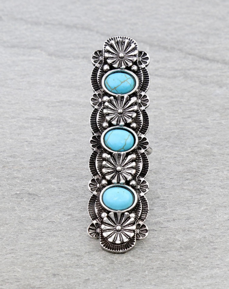 Western Flower Long Cuff Ring