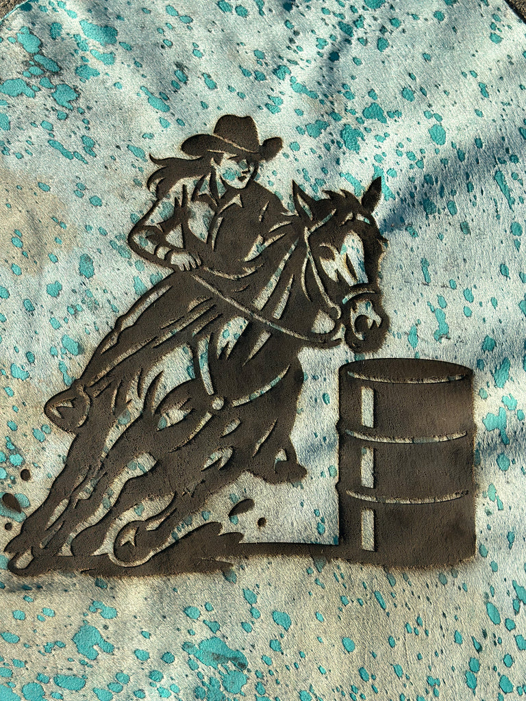 Turquoise Splatter Barrel Racer Hide
