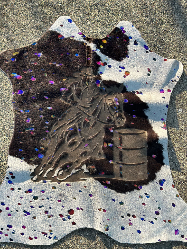 Rainbow Splatter Barrel Racer Acid Washed Hide