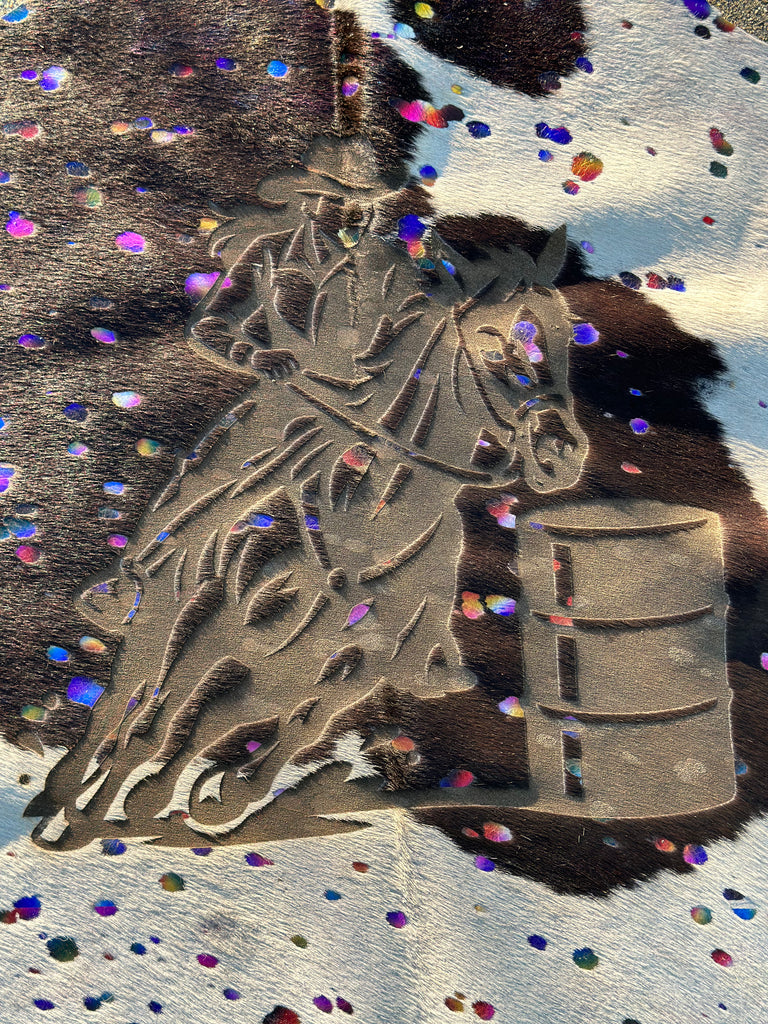 Rainbow Splatter Barrel Racer Acid Washed Hide