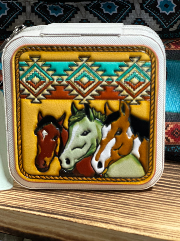 Horse Tooled Travel Jewelry Box