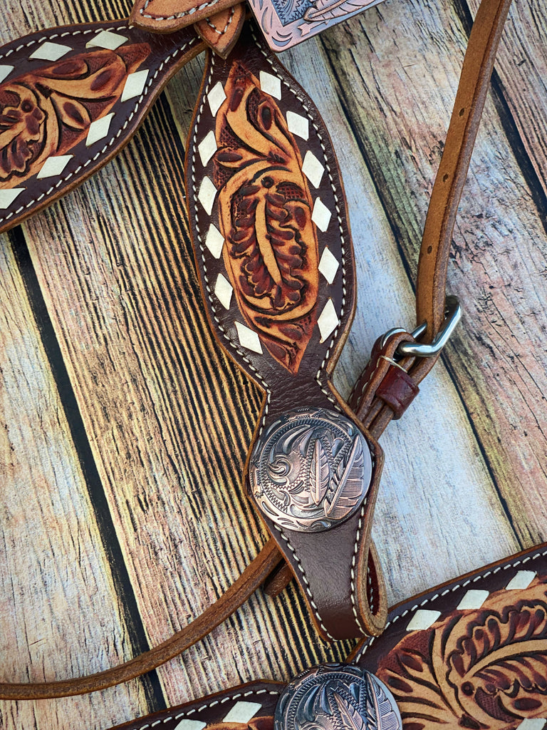 Floral Tooled Browband Tack Set