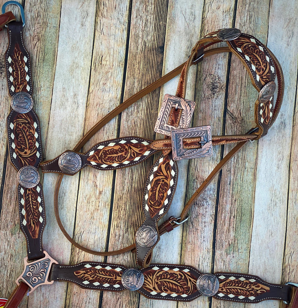 Floral Tooled Browband Tack Set