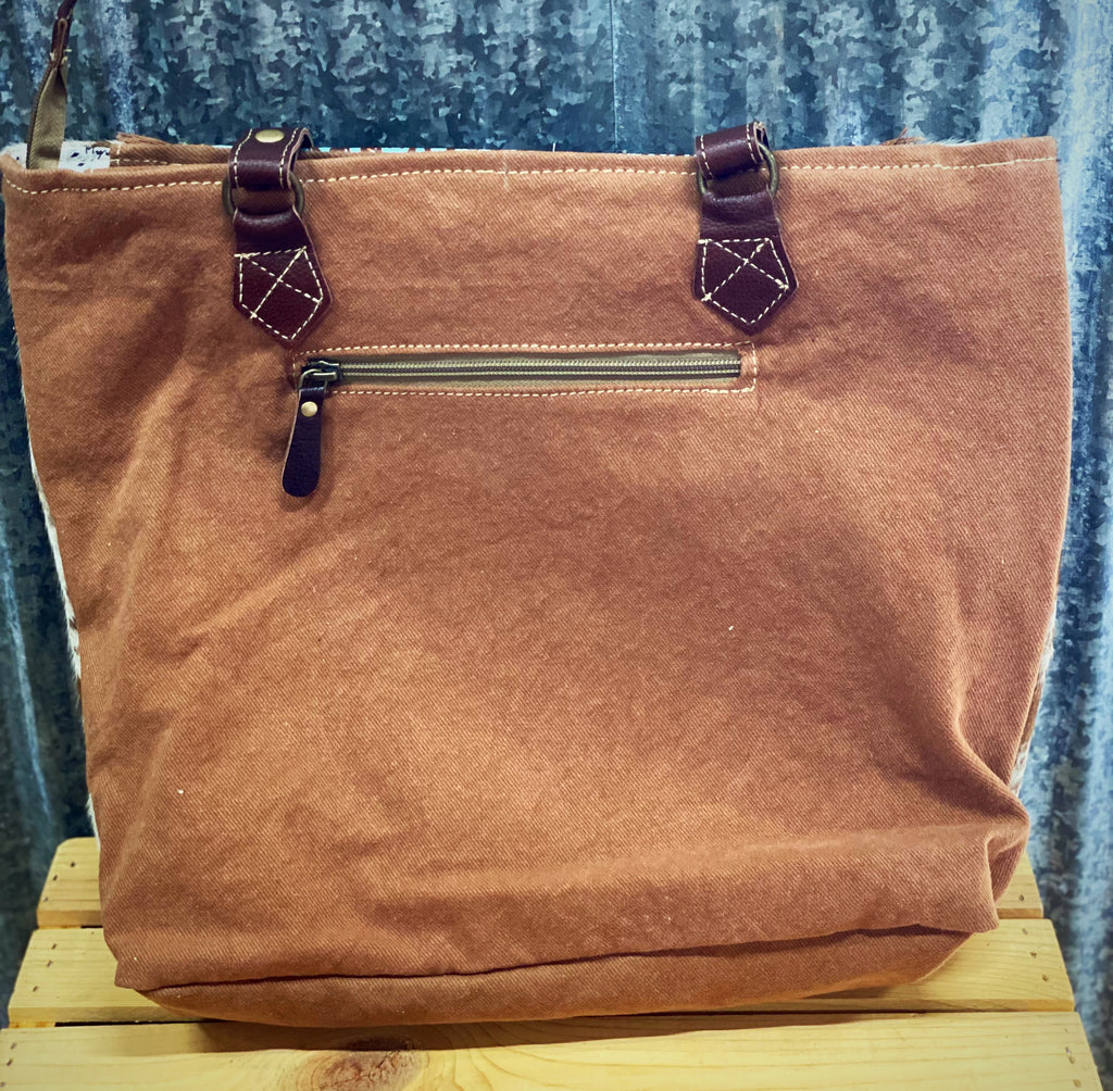 Amethyst Canvas and Hair on Hide Bag