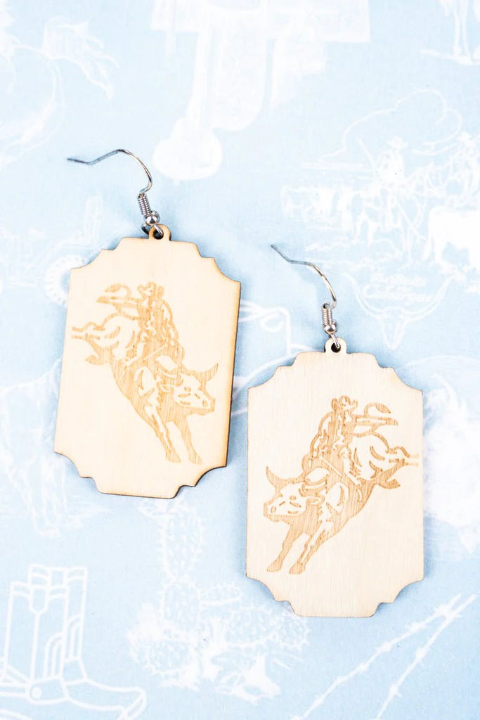 Bullrider Wood Earrings