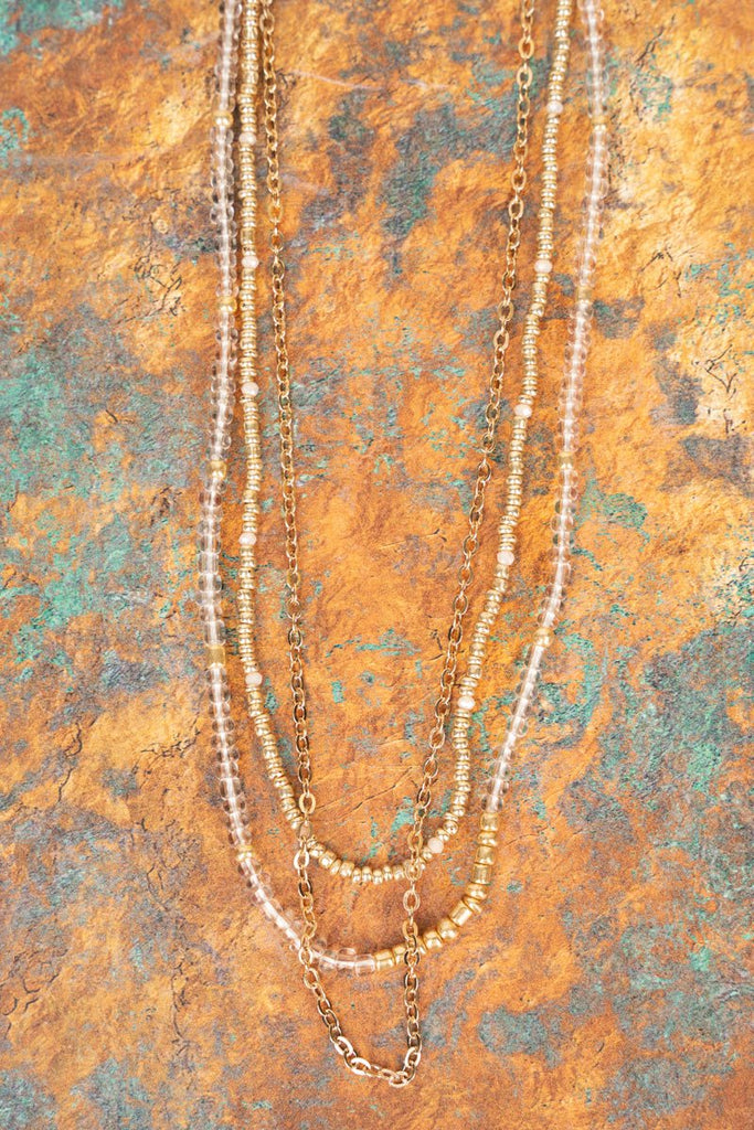 Clear Abilene Layered Goldtone Necklace