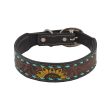 Scenic Hand Tooled with Turquoise Buckstitch Dog Collar