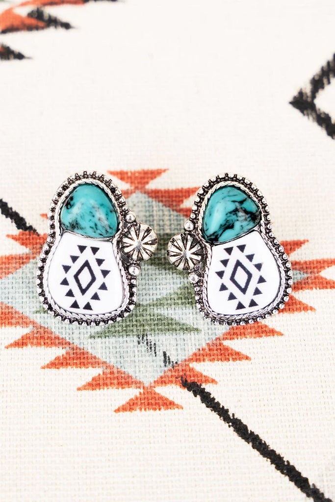 Turquoise Aztec Accented Earrings