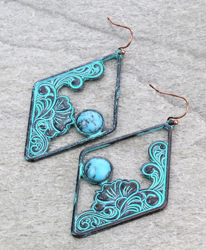 Patina with Floral Earrings