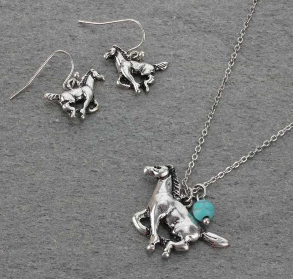 Running Horse Earring and Necklace Set