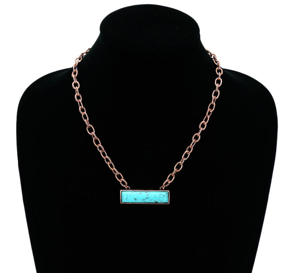 Stone Bar Pendant Chain Necklace
