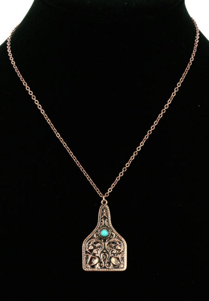 Copper Pendant Necklace with Turquoise Stone