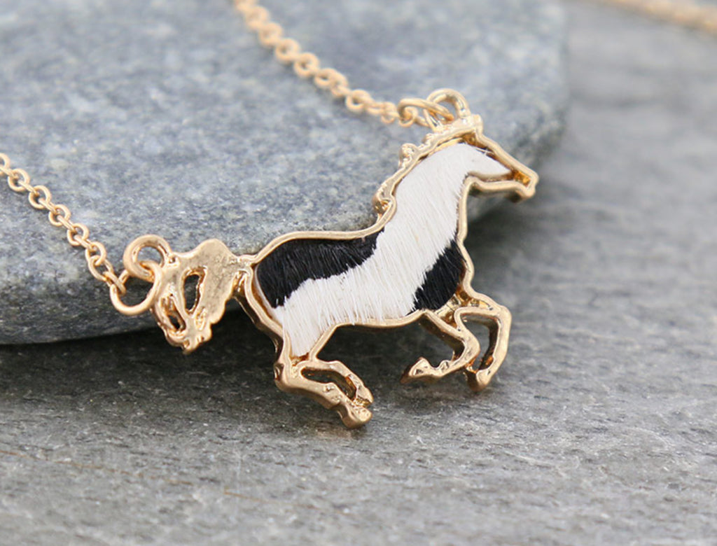 Hair on Hide Horse Necklace