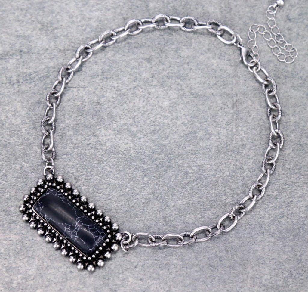 Black Stone Choker Necklace
