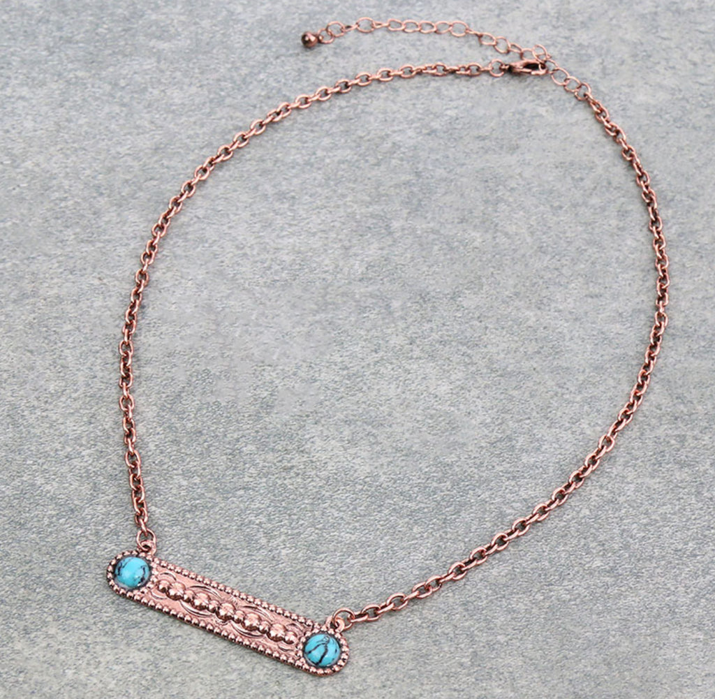 Copper Tooled Bar Necklace