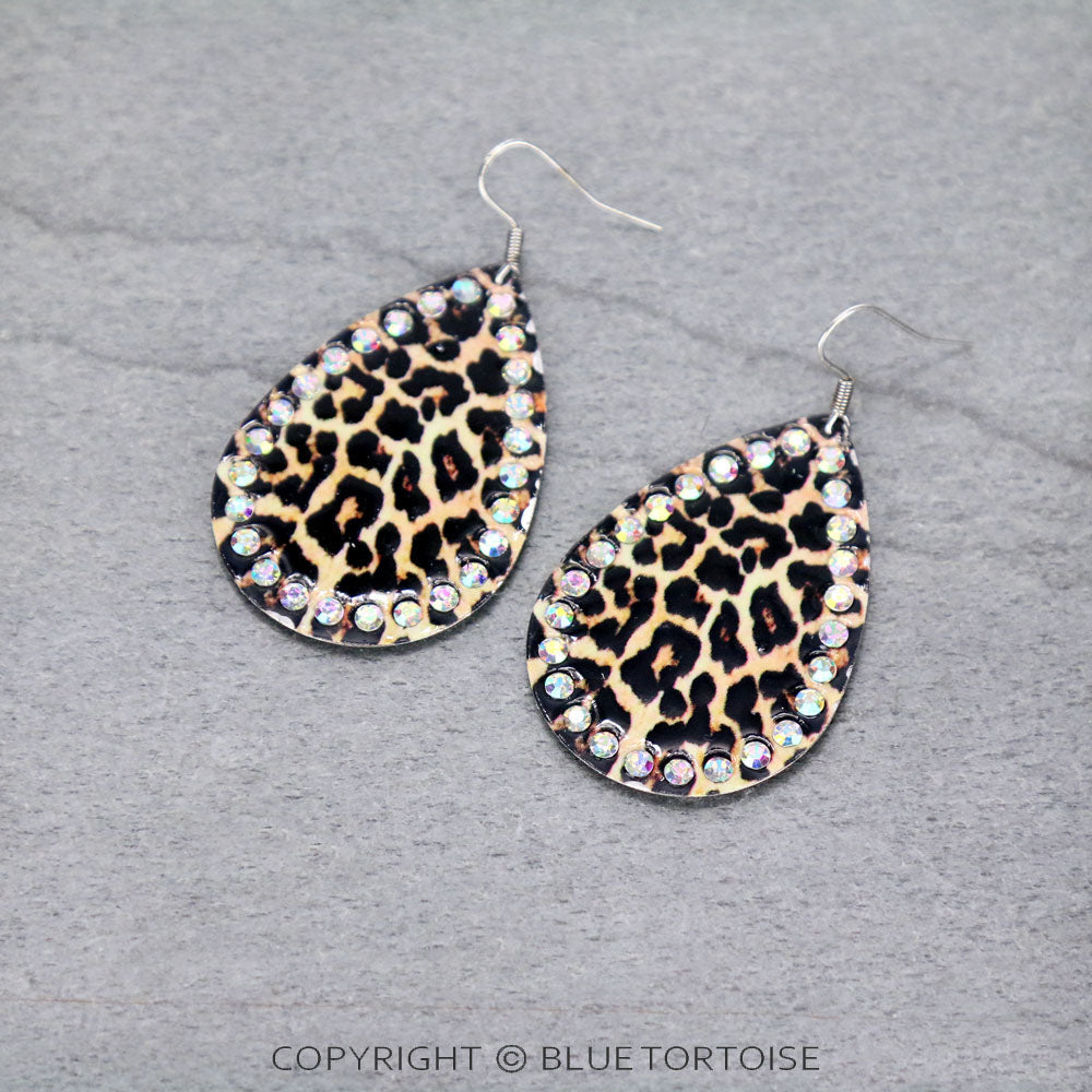 Leopard Teardrop Dangle Earrings