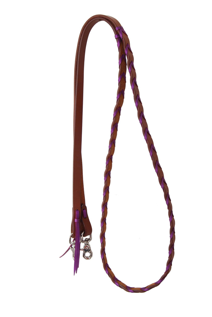 Rafter T Ranch Purple Laced Leather Barrel Reins