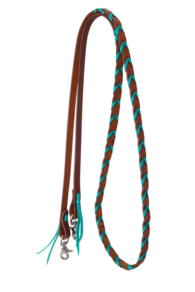 Rafter T Ranch Turquoise Laced Leather Reins