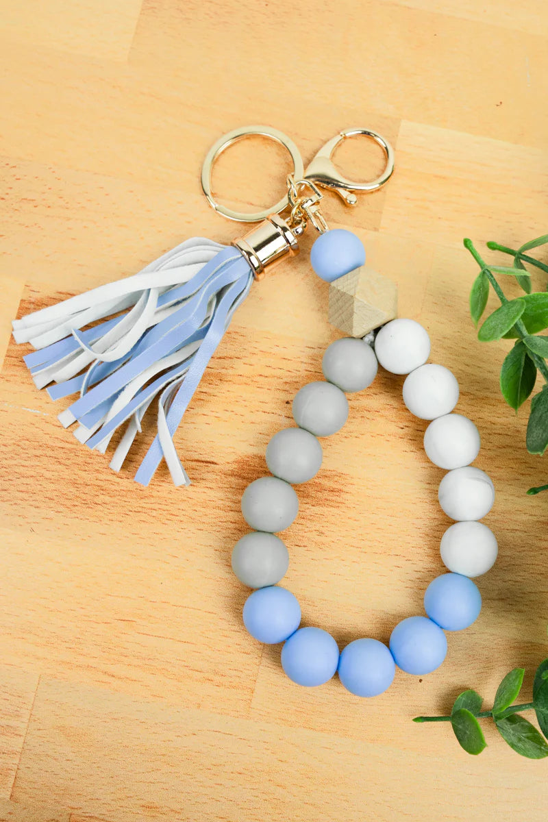 Marlowe Sky Tassel Beaded Bracelet Key Chain – Twisted T Tack