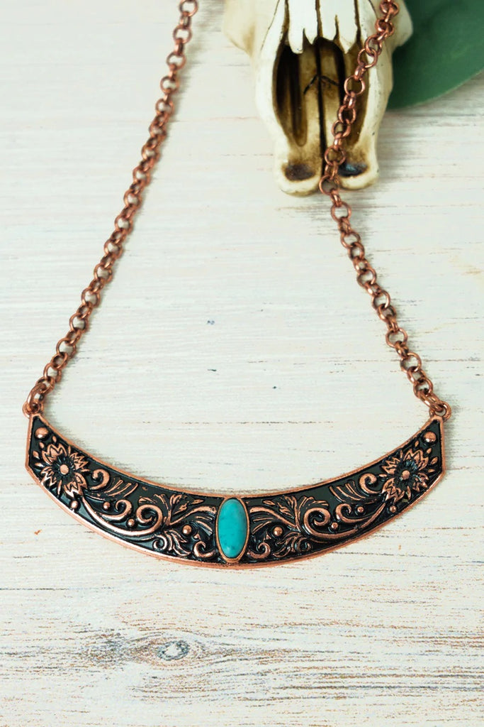 Turquoise Lacoste Coppertone Bar Necklace