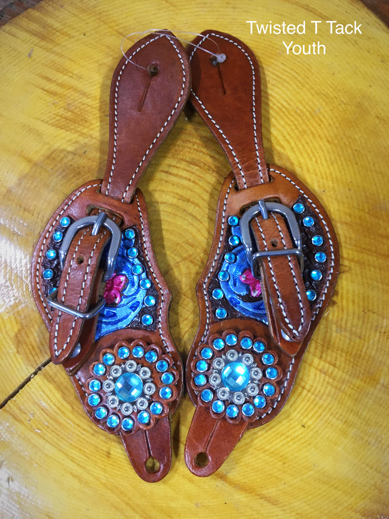 Youth Turquoise Metallic Spur Straps