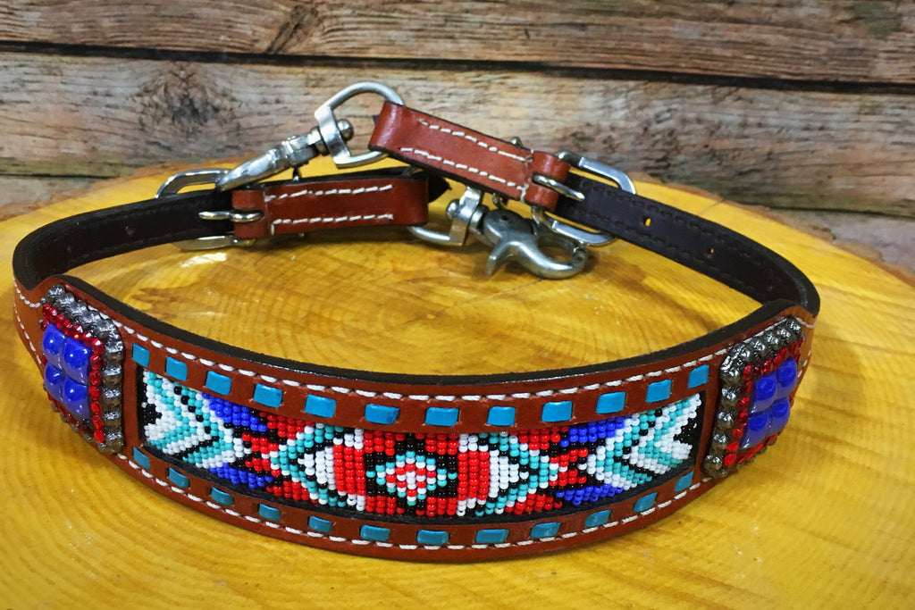 Red, White, Blue Beaded Wither Strap