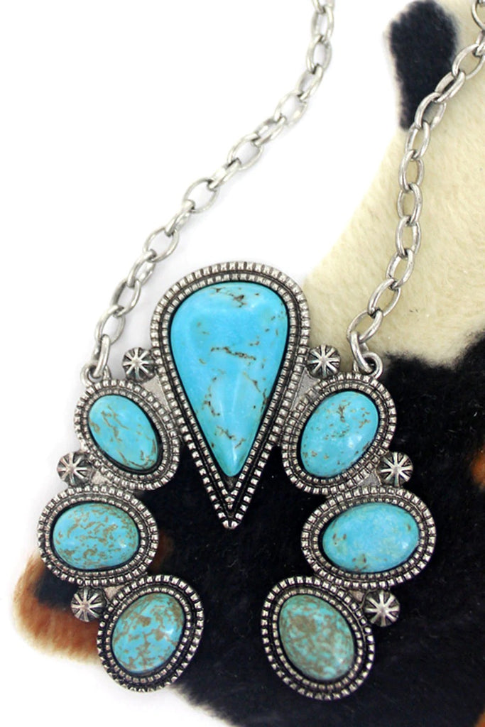 Turquoise Shylah Silvertone Necklace