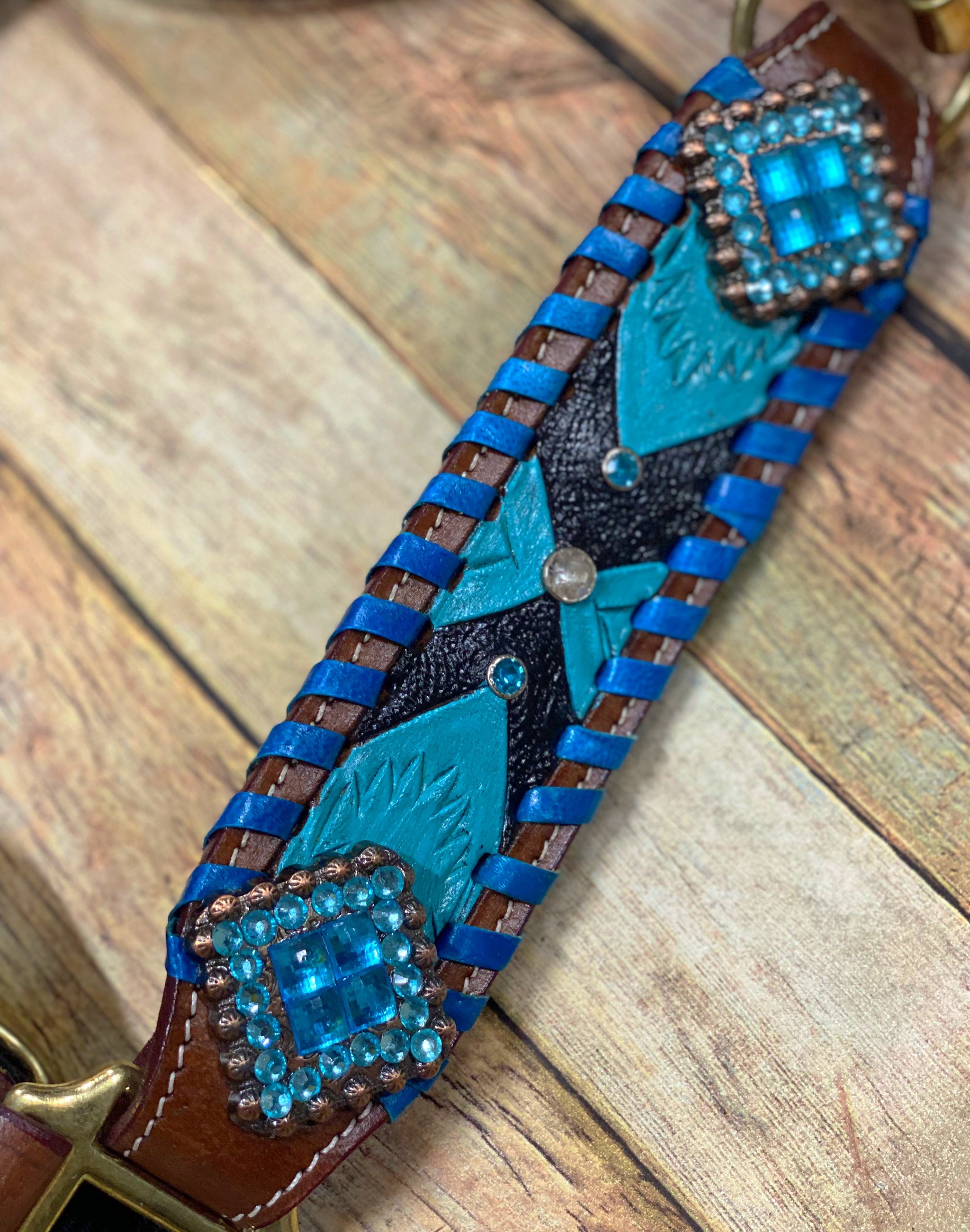 Licou Pour Cheval MOUSM Bronc Halter - Cuir De Vache Argentin - Turquoise