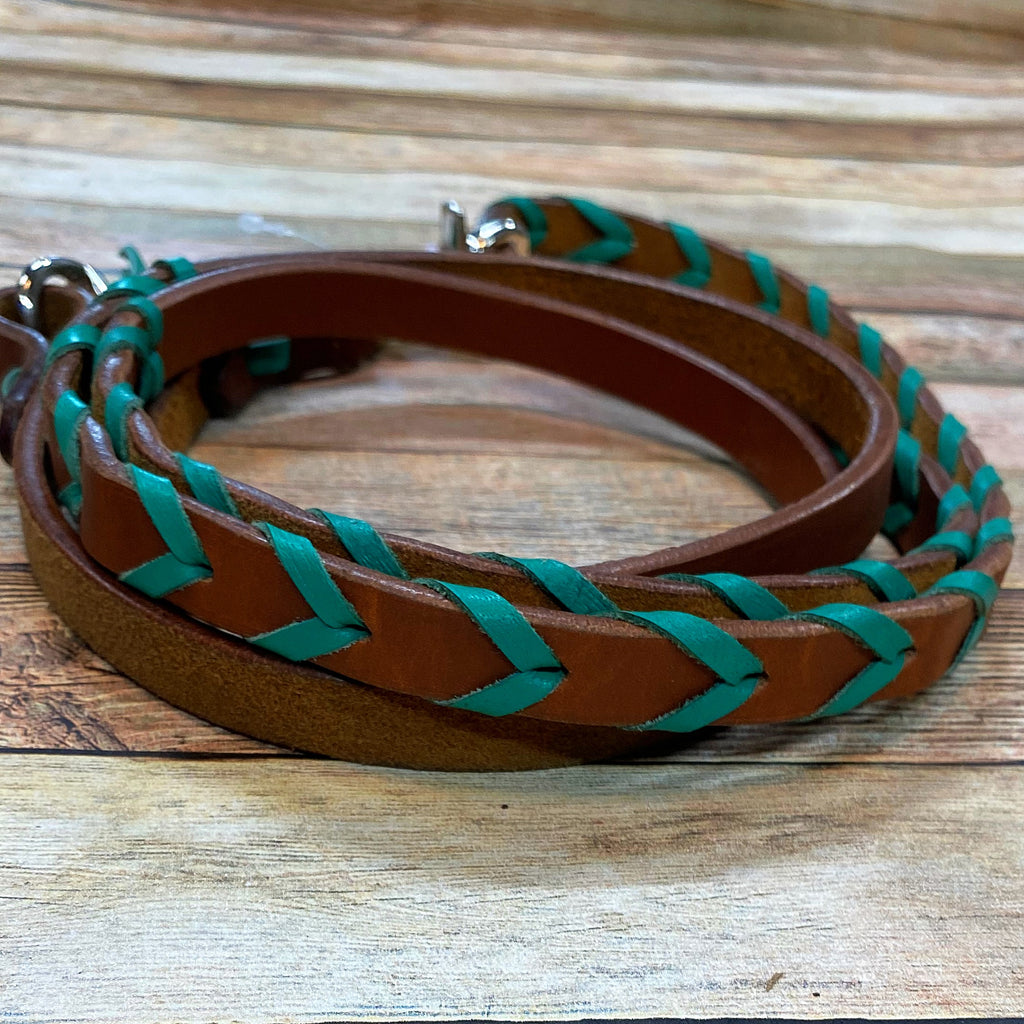 Rafter T Ranch Turquoise Laced Leather Reins