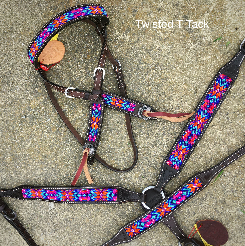 Flower Beaded Tack Set