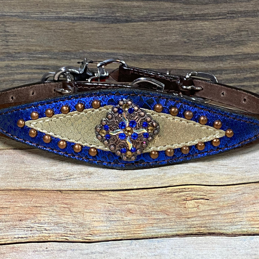 Blue and Gold Metallic Wither Strap