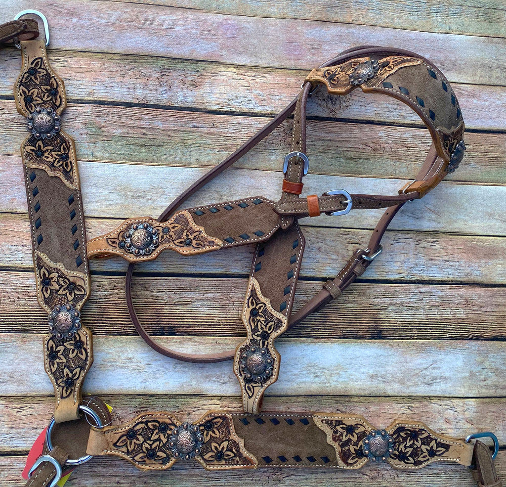 Brown Buckstitch Roughout Tack Set