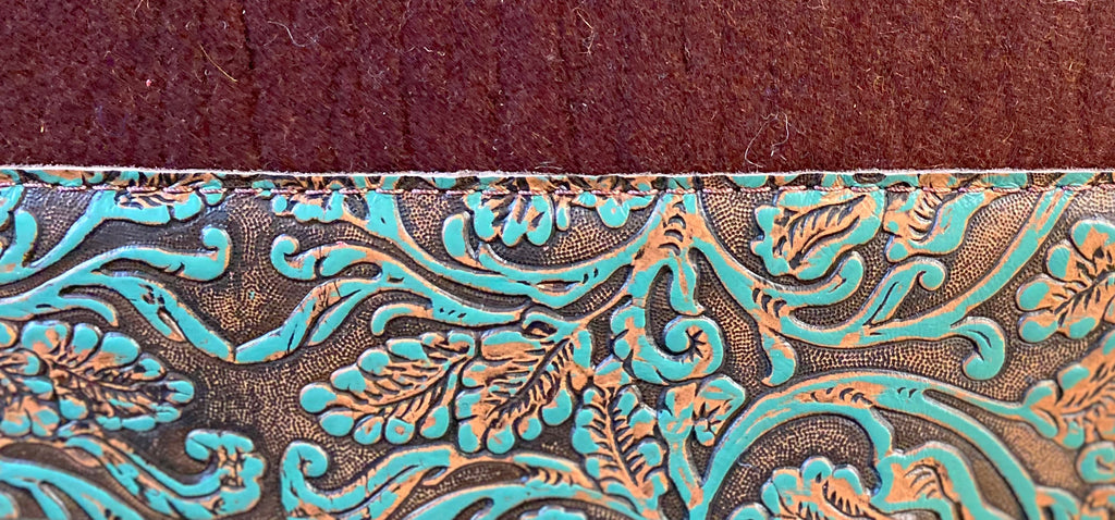 The All Around 3/4” Chocolate with Turquoise Cowboy Tooling Saddle Pad