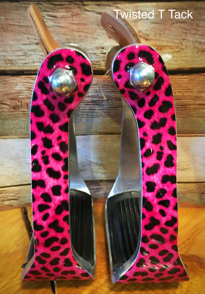 Pink Cheetah Adult Stirrups