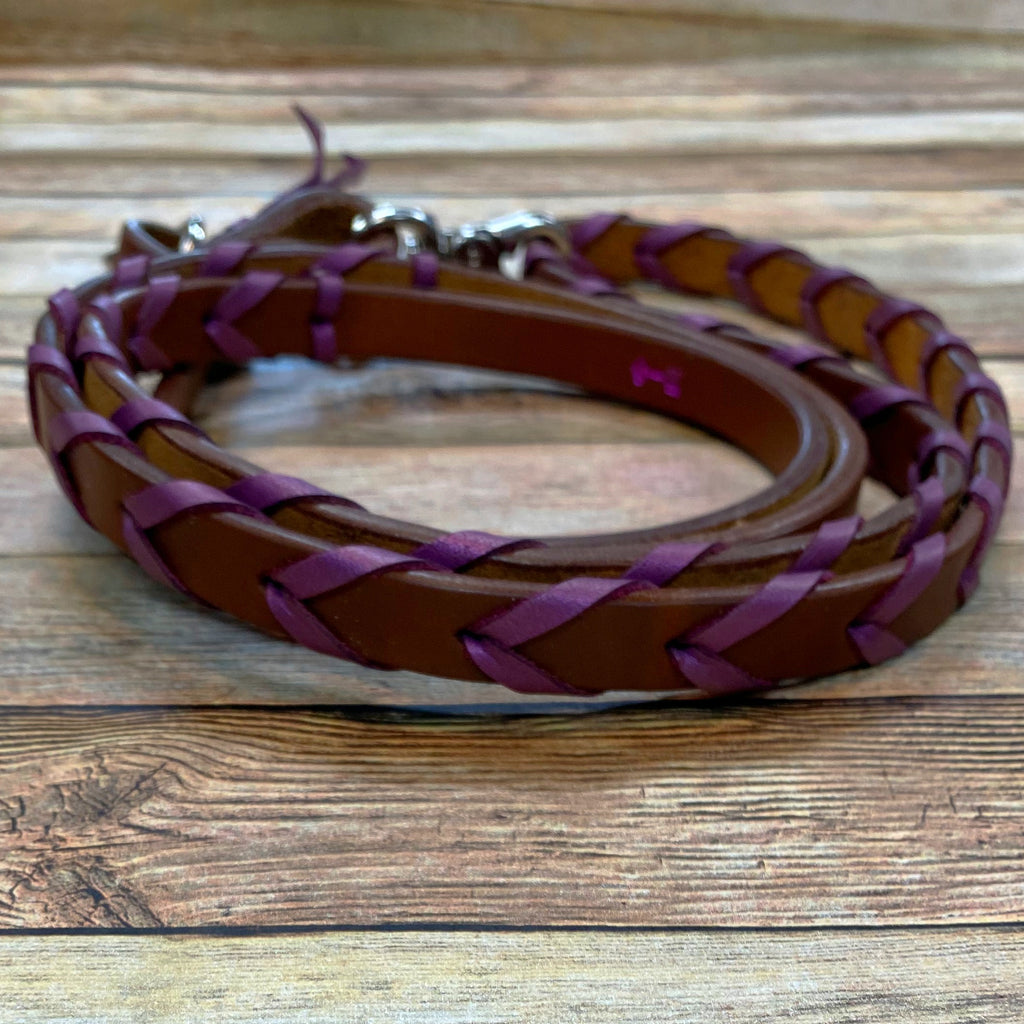 Rafter T Ranch Purple Laced Leather Barrel Reins