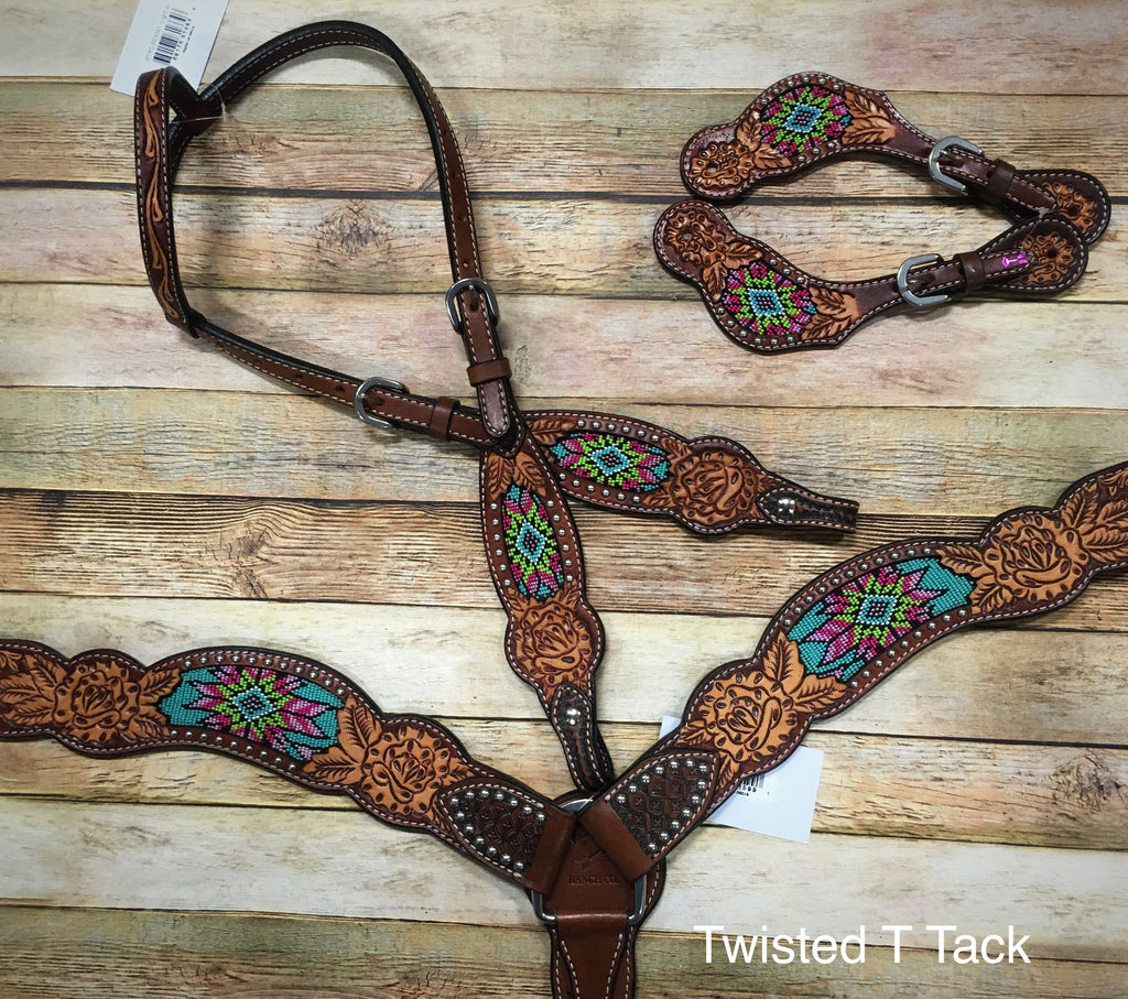 Rafter T Floral Beaded Tack