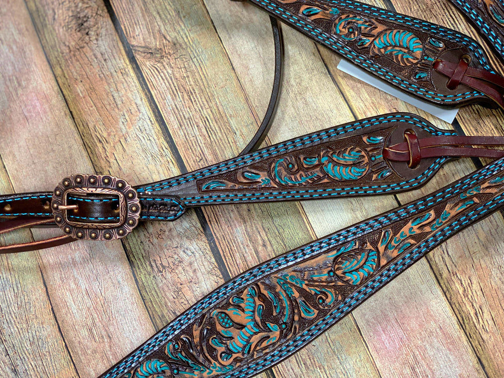 Double J Texas Poppy Tooled Tack Set