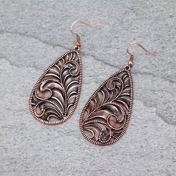 Copper Casting Dangle Earrings