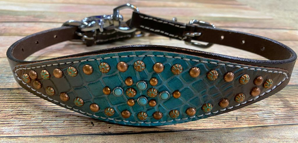 Teal and Chocolate Gator Wither Strap