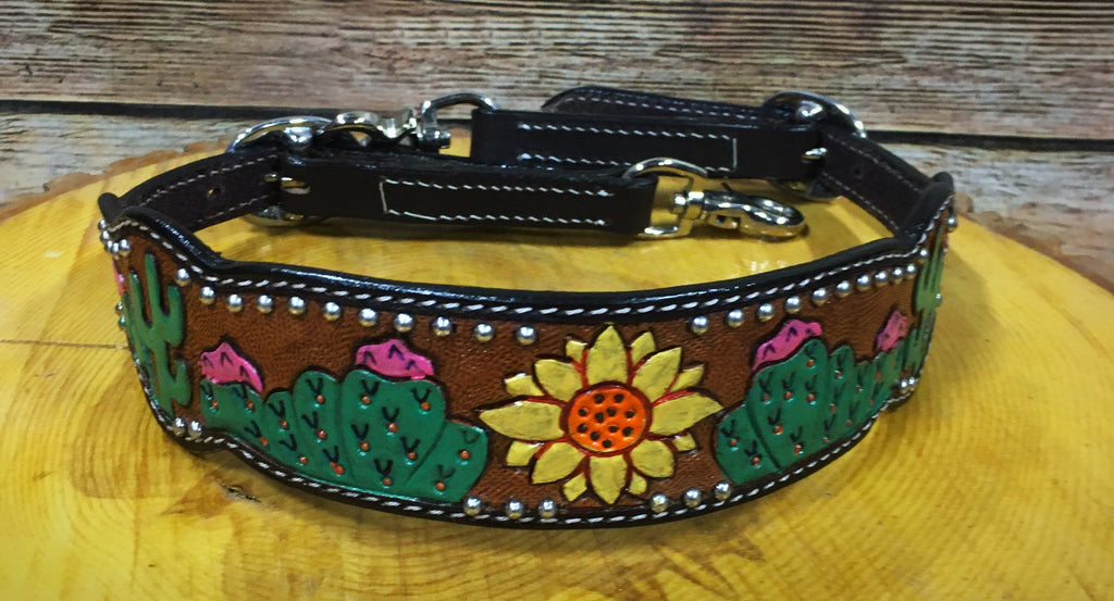 Cactus and Sunflower Painted Wither Strap