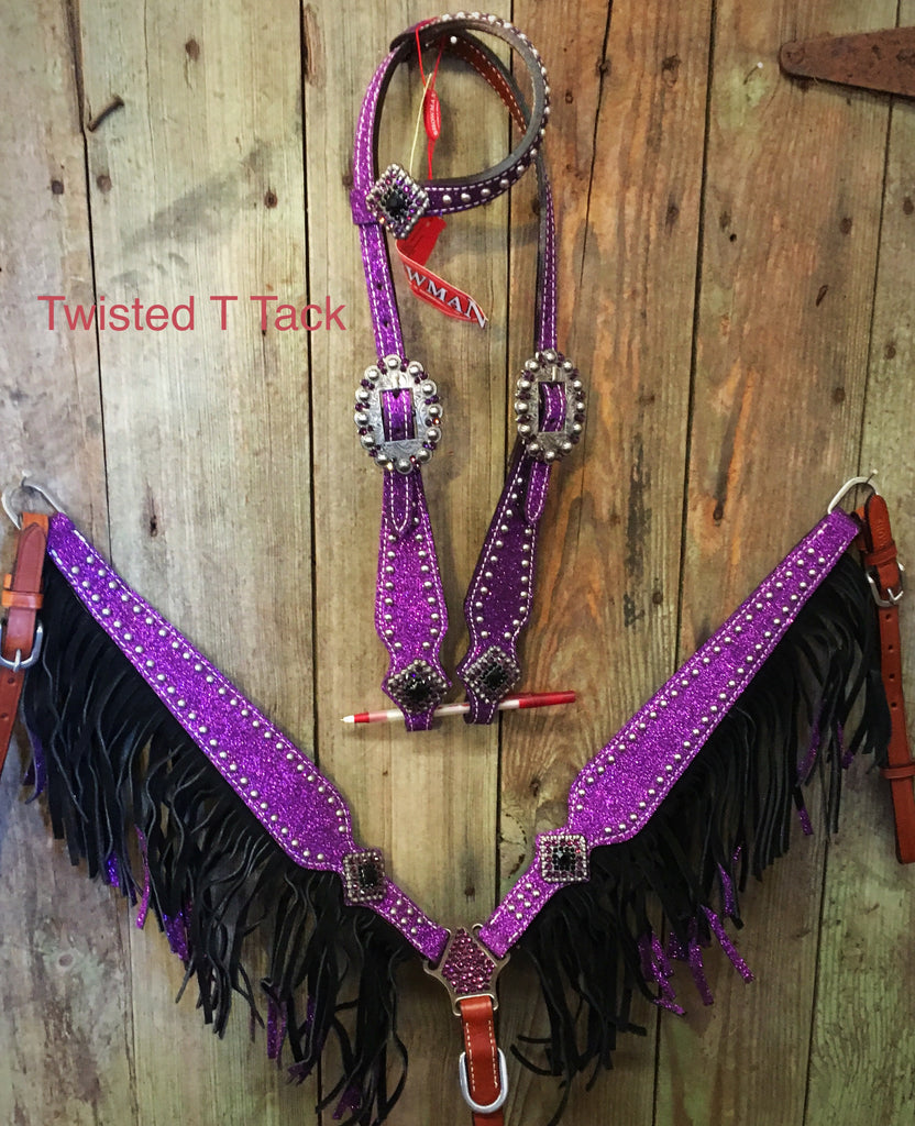 Purple Glitter Fringe Tack Set