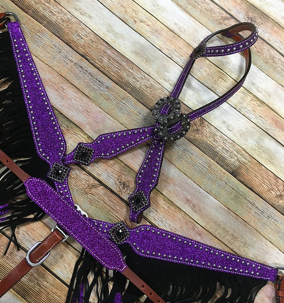 Purple Glitter Fringe Tack Set