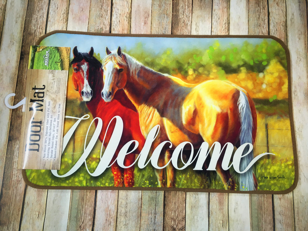 Two Horse Standing Welcome Mat