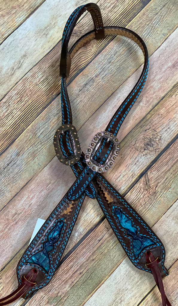 Double J Turquoise Gator Inlay Tack Set