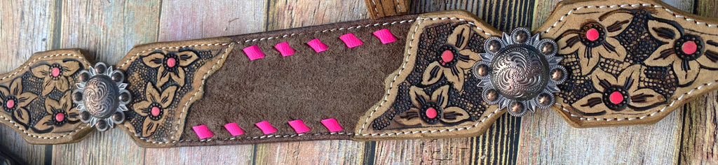 Pink Buckstitch Roughout Tack Set