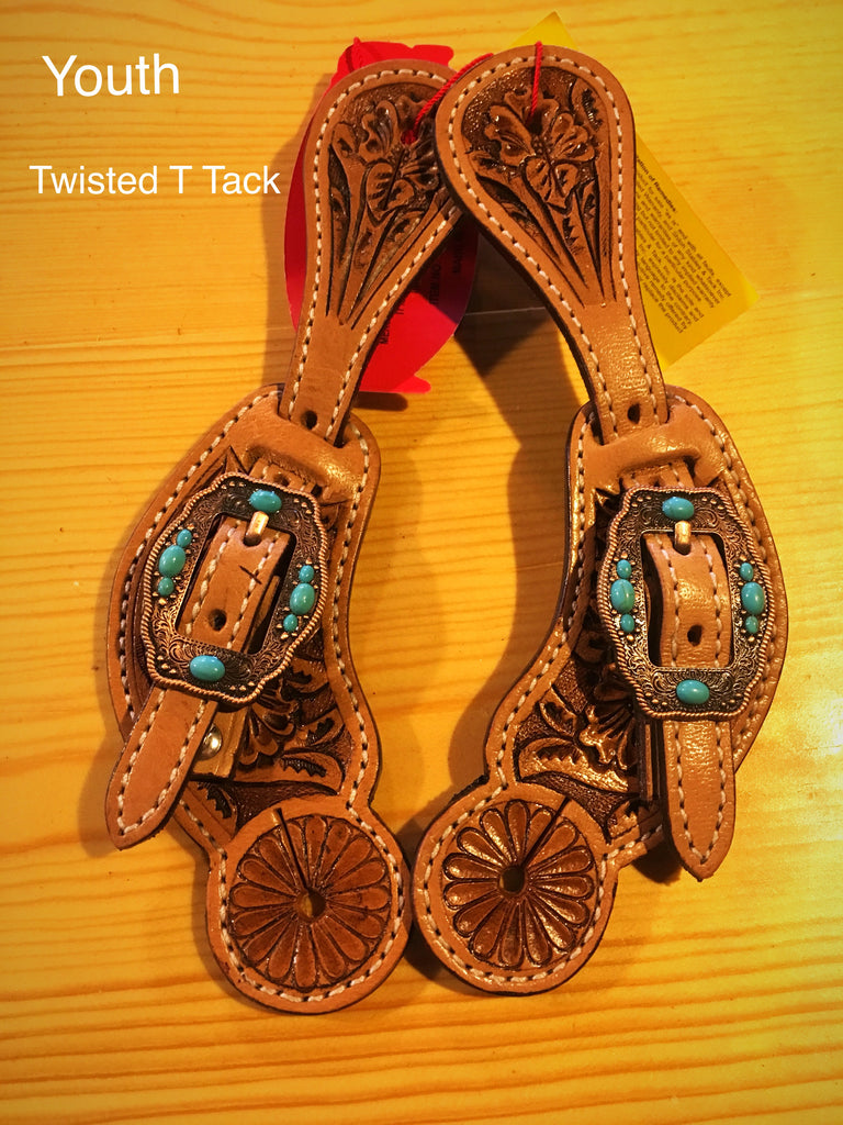 Youth Floral Tooled Spur Straps