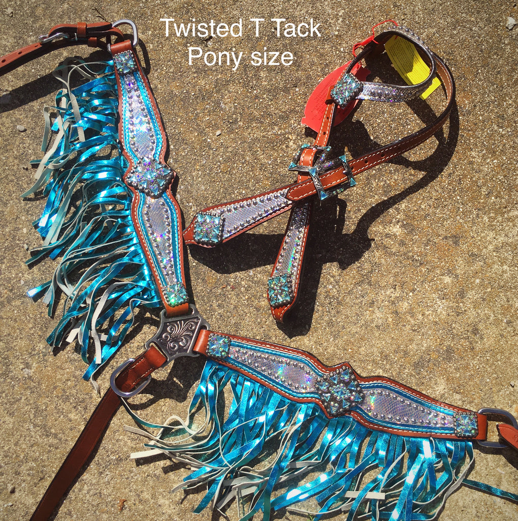 Pony Turquoise Metallic Fringe Tack Set