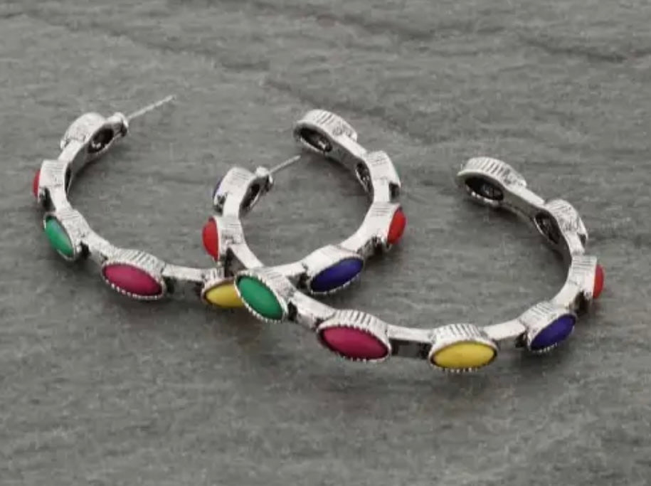 Multicolor Semi Hoop Earrings