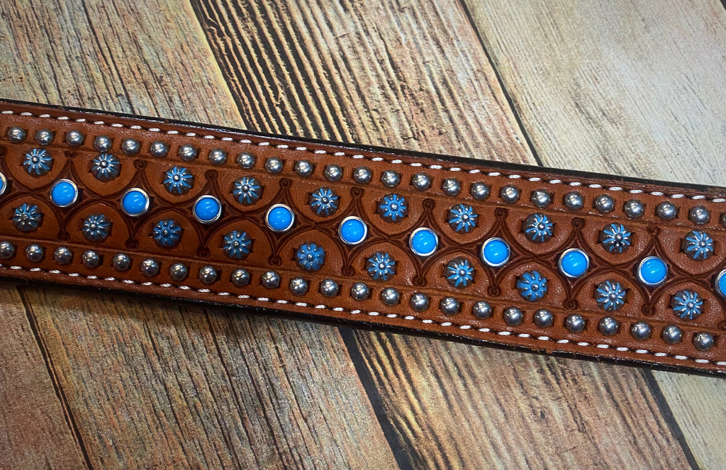 Turquoise and Silver Studded Tack Set